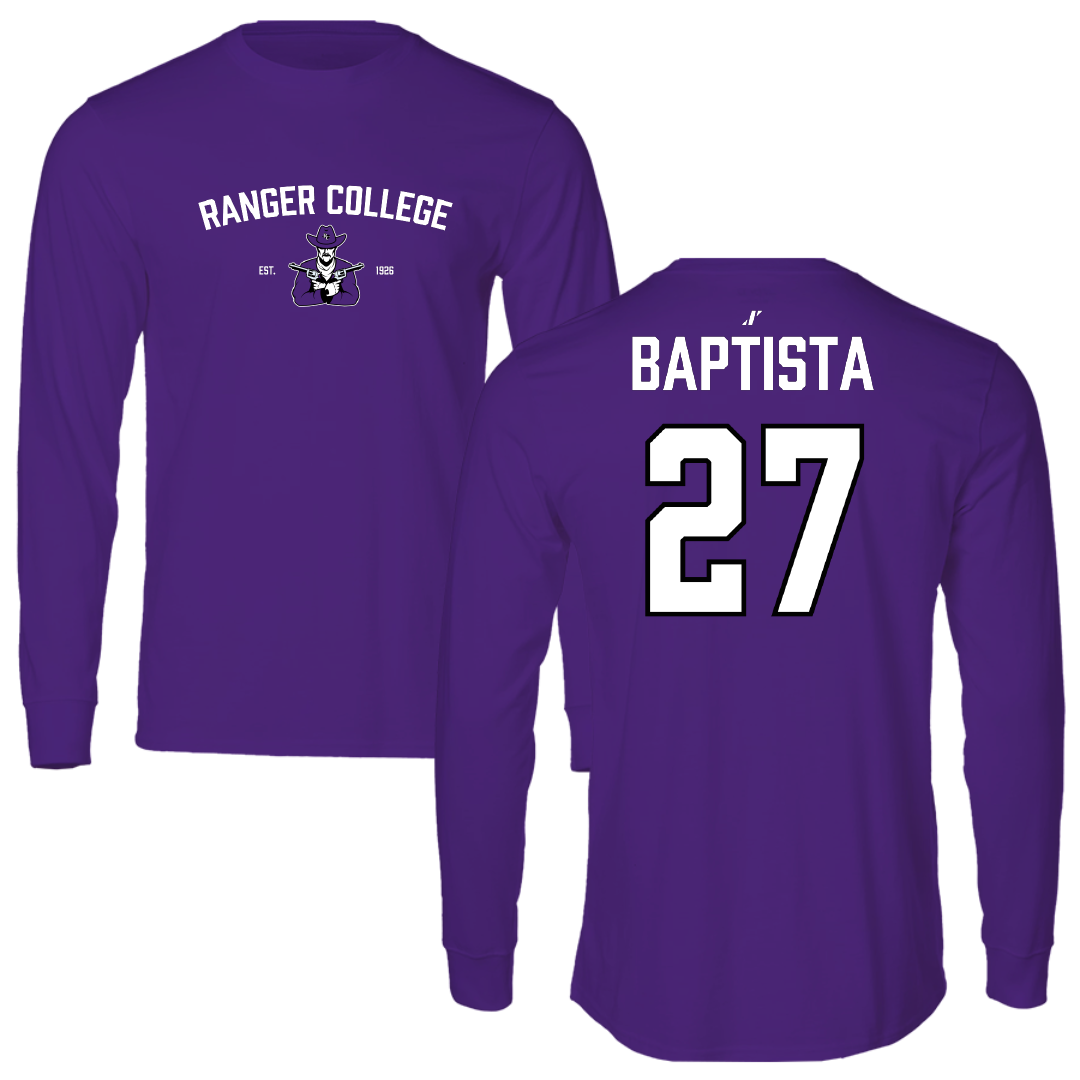 Ranger College Baseball Purple General Long Sleeve - #27 Adanel Baptista