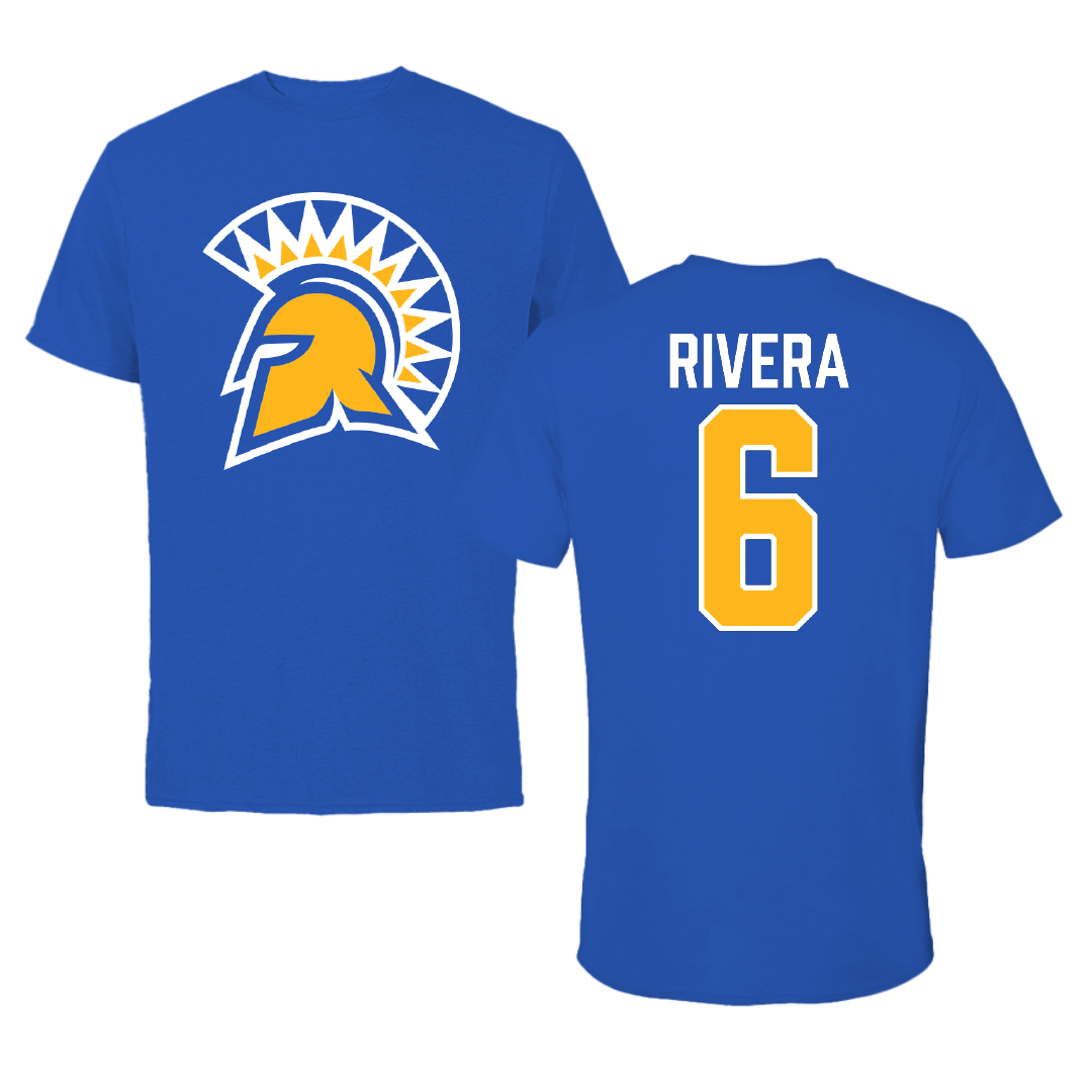 San Jose State University Soccer Blue Performance Tee - #6 Gilberto Rivera