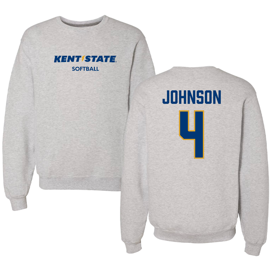 Kent State University Softball Light Gray Crewneck - #4 Ella Johnson
