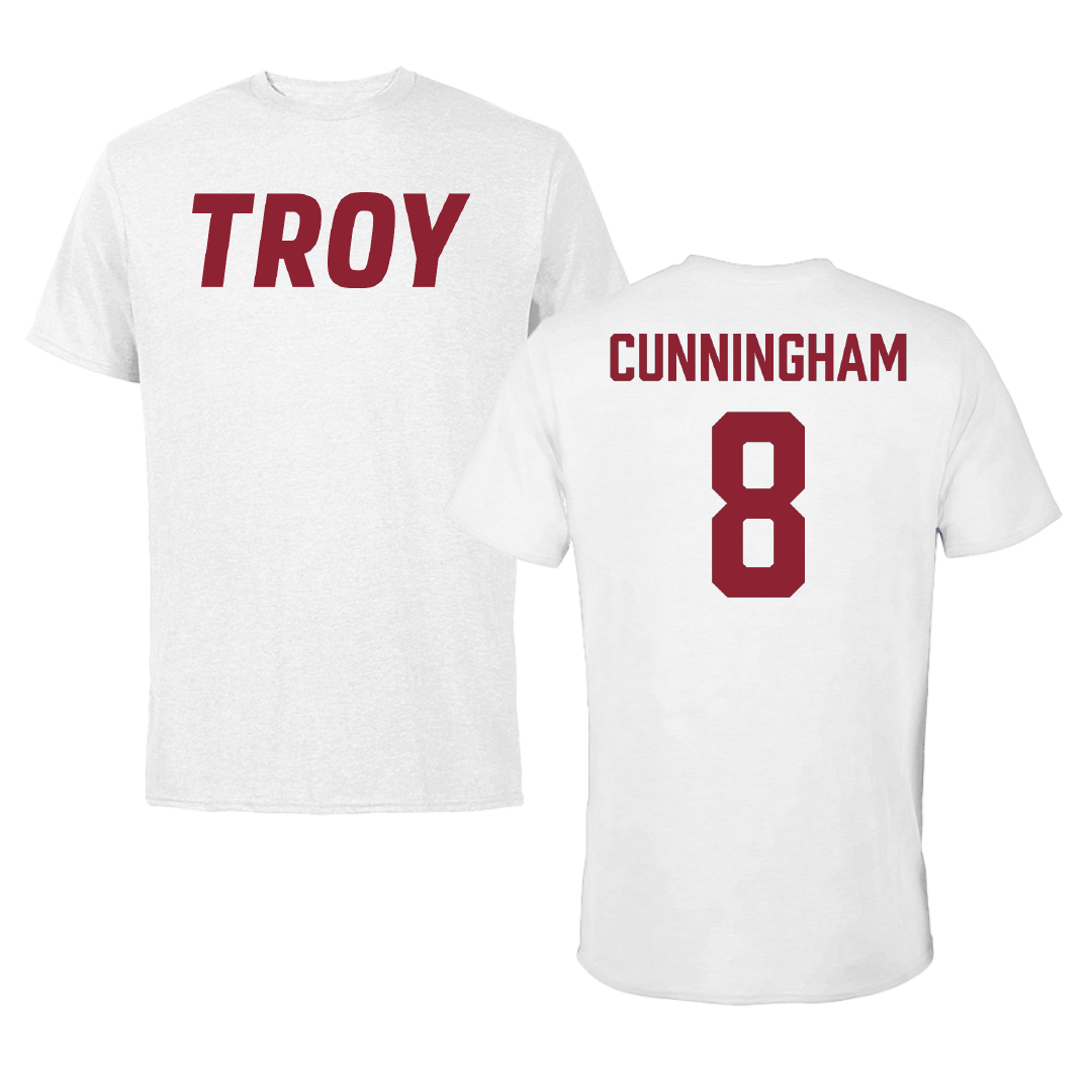 Troy University Softball White Performance Tee - #8 Ella Cunningham