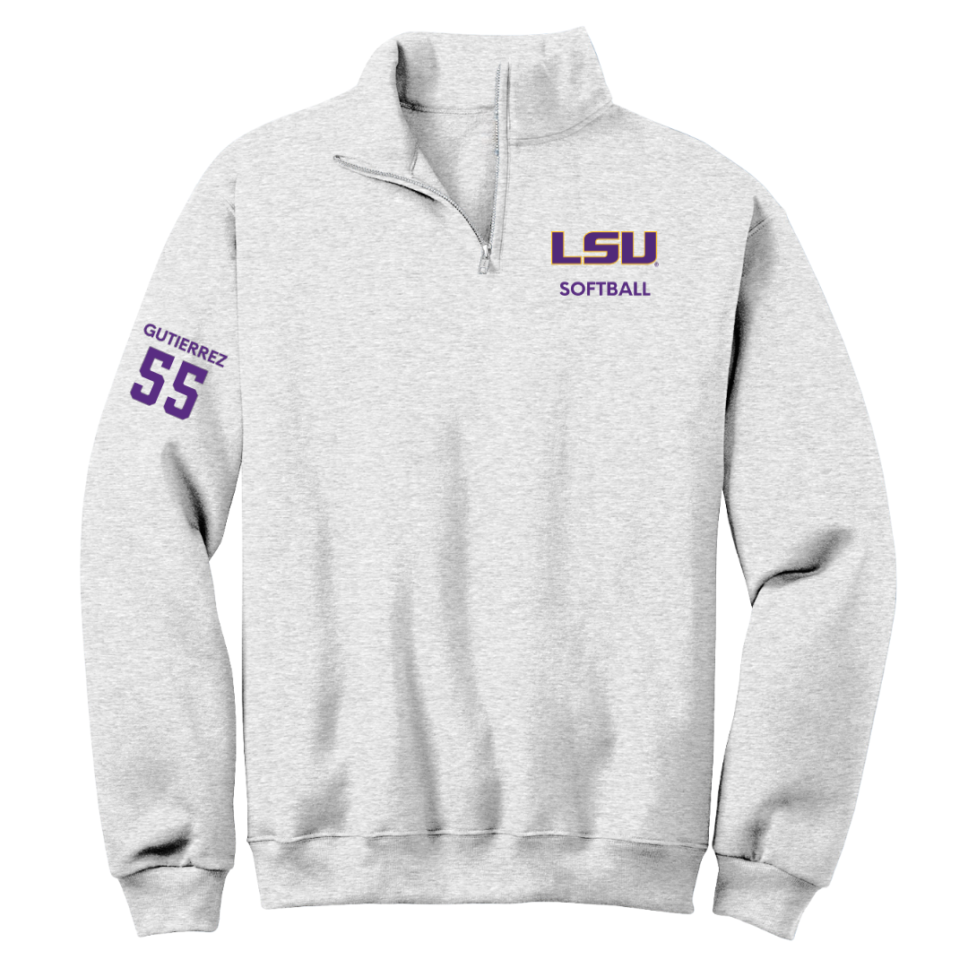 Louisiana State University Softball Light Gray Quarter-Zip - #55 Raeleen Gutierrez