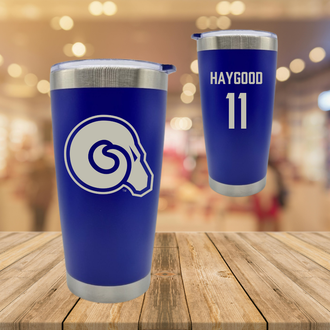 Albany State University Baseball Blue Golden Ram Stainless Steel Tumbler - #11 Isaiah Haygood