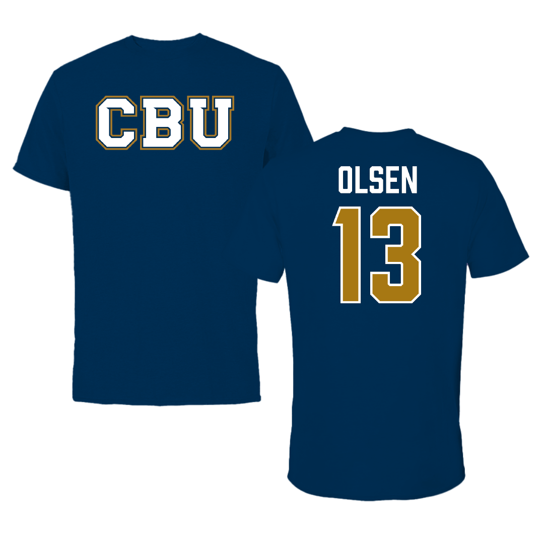 California Baptist University Basketball (W) Navy Performance Tee - #13 Lauren Olsen