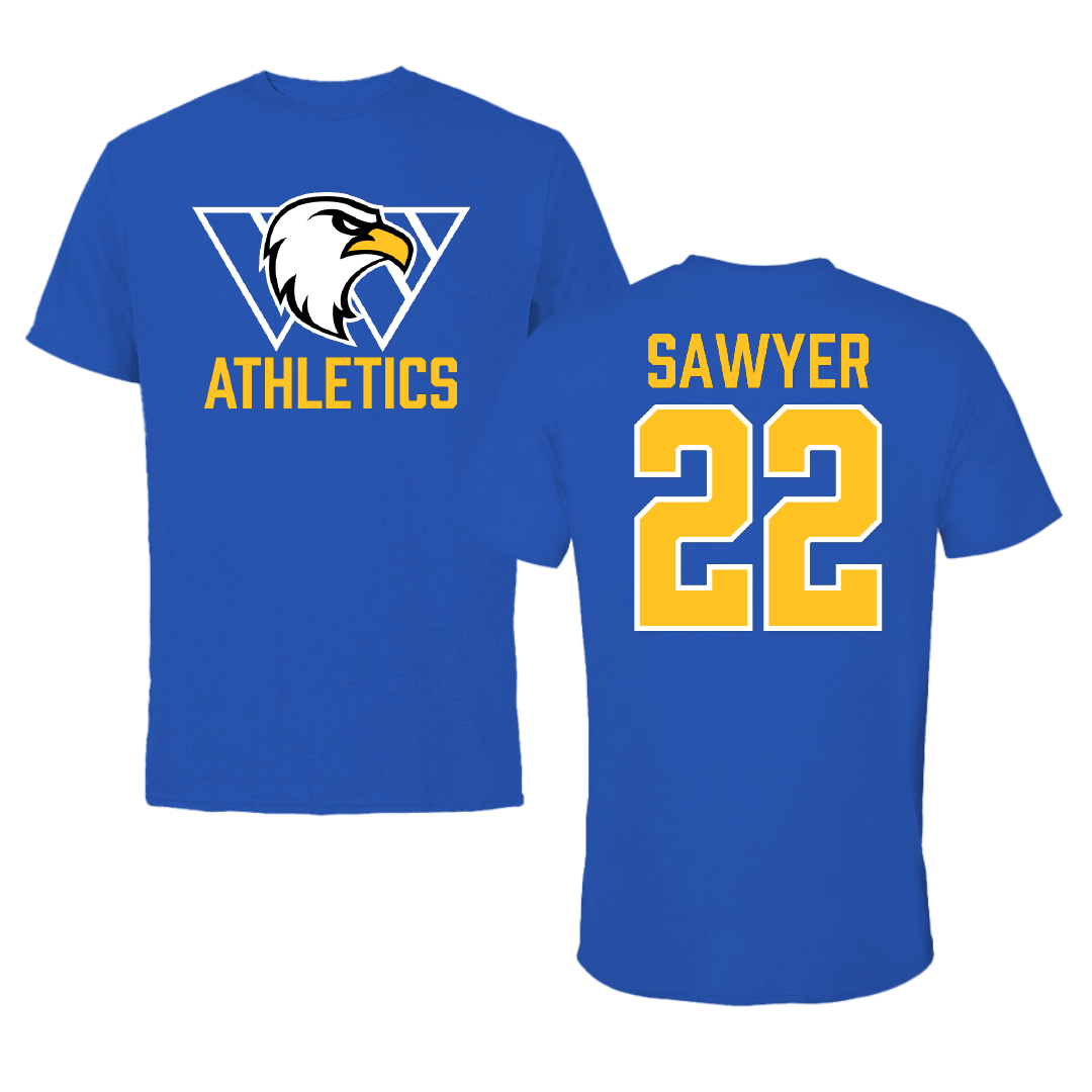 Williams Baptist University Soccer Blue Tee - #22 Dawson Sawyer