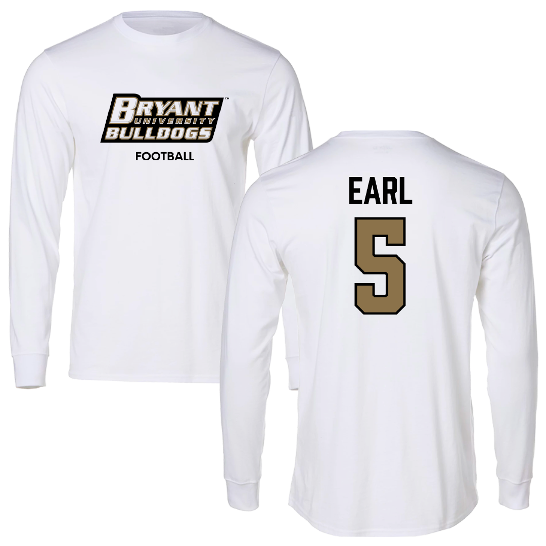 Bryant University Football White Performance Long Sleeve - #5 Joshua Earl