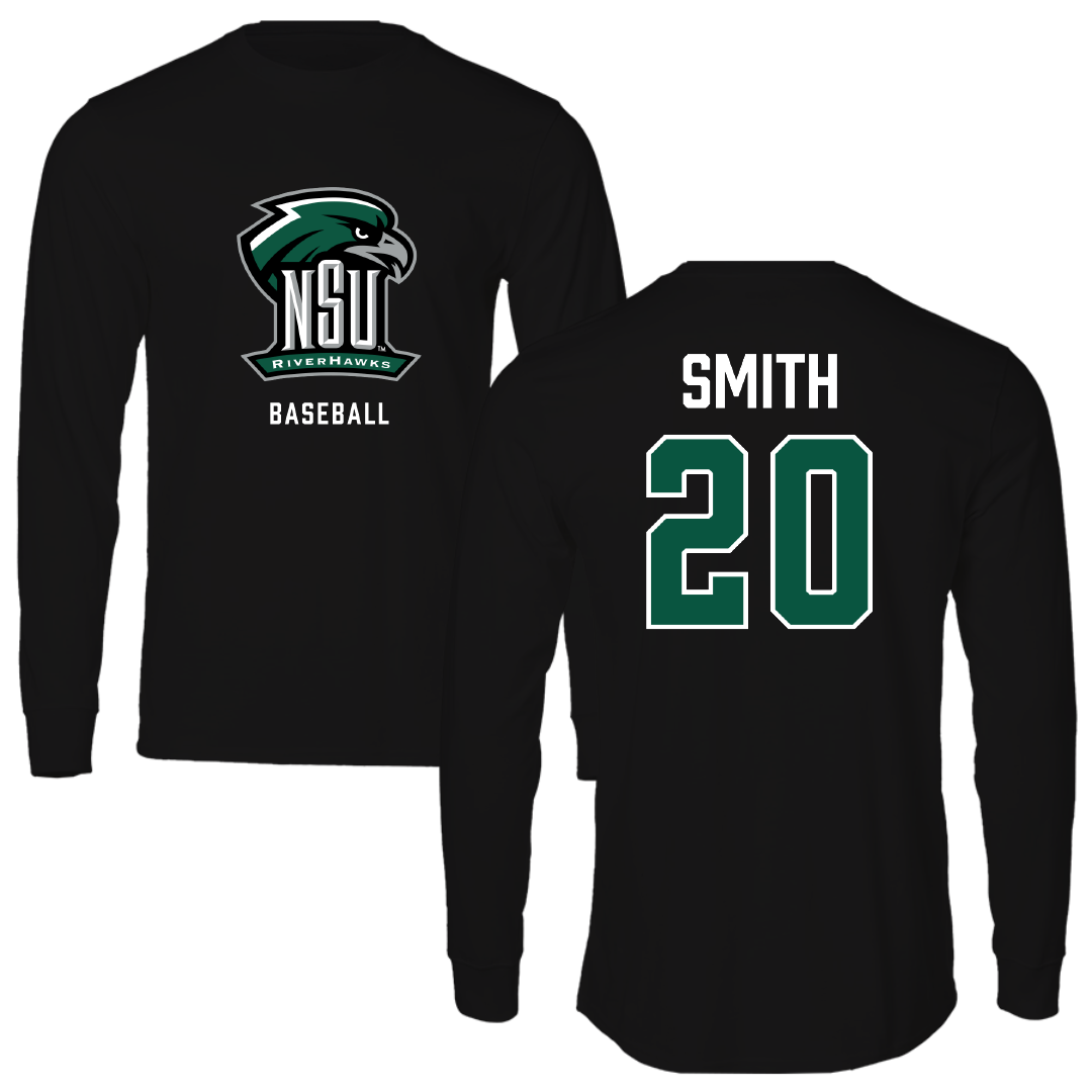 Northeastern State University Baseball Black Performance Long Sleeve - #20 Trenton Smith