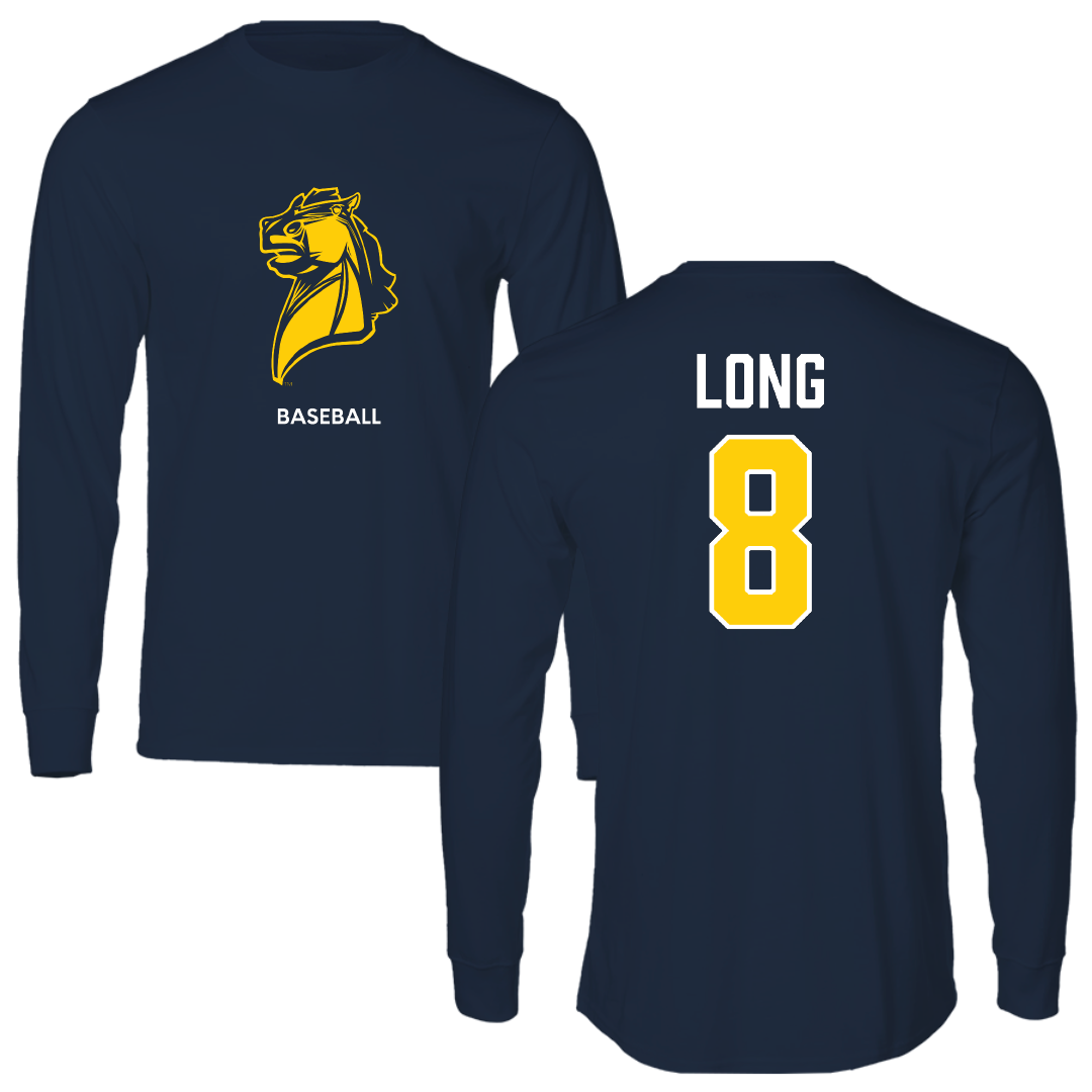 University of Central Oklahoma Baseball Navy Long Sleeve - #8 Garrett Long