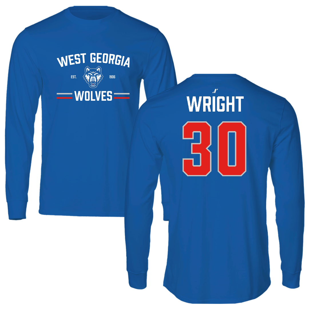 University of West Georgia Baseball Blue General Performance Long Sleeve - #30 Zane Wright