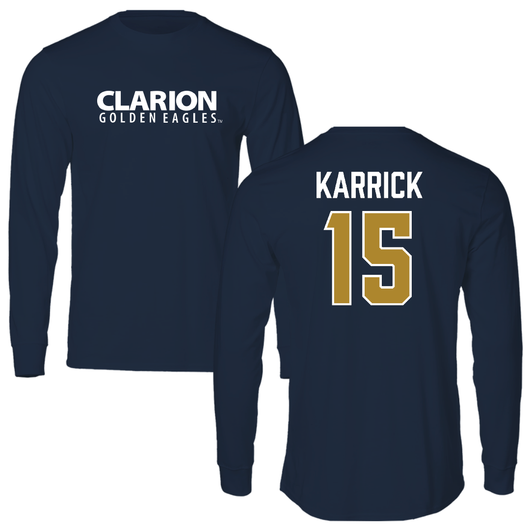 PennWest Clarion Volleyball (W) Navy Performance Long Sleeve - #15 Natalie Karrick