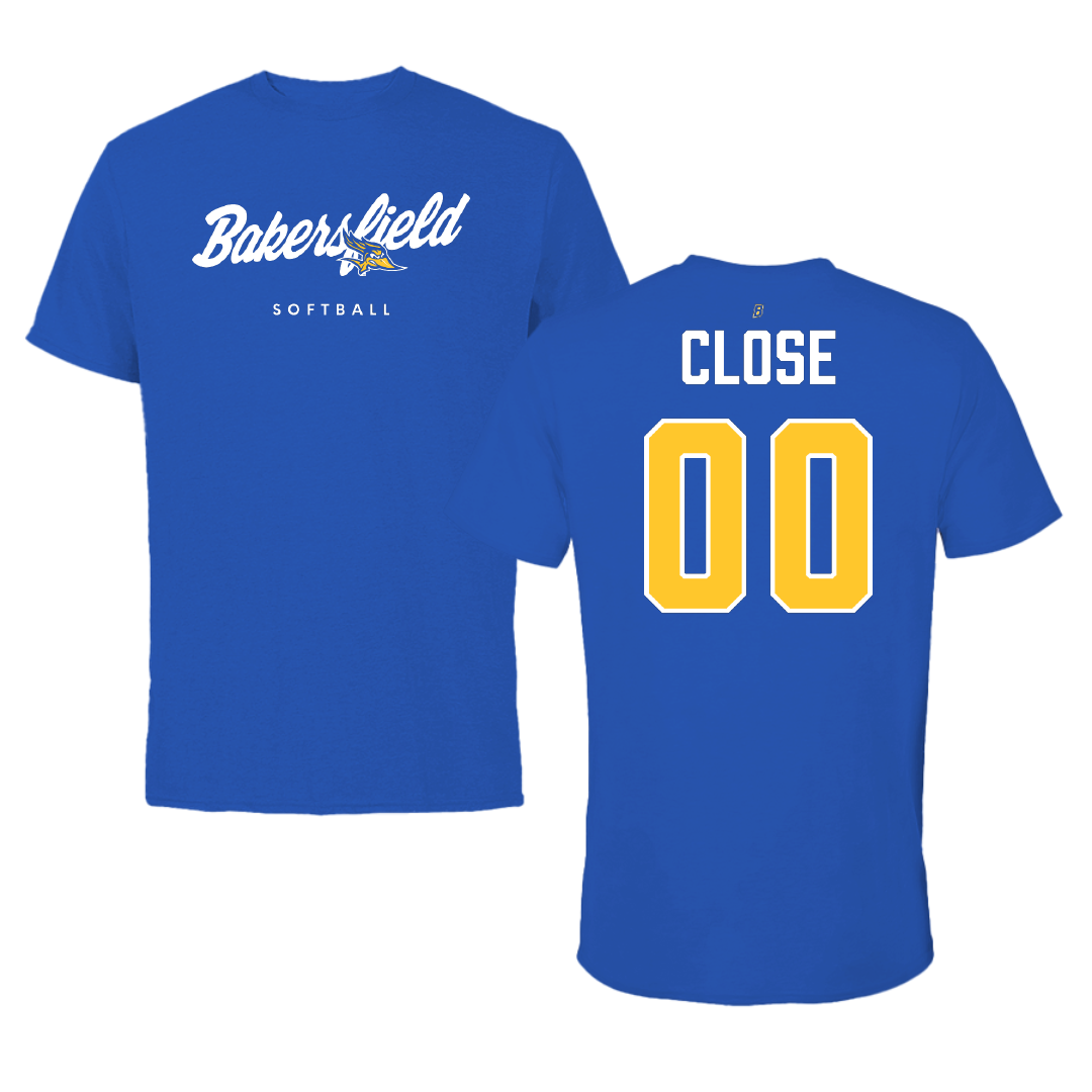 California State University-Bakersfield Softball Blue Tee - #00 Brynn Close
