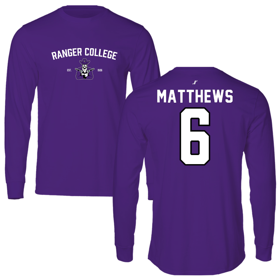 Ranger College Baseball Purple General Performance Long Sleeve - #6 Ben Matthews