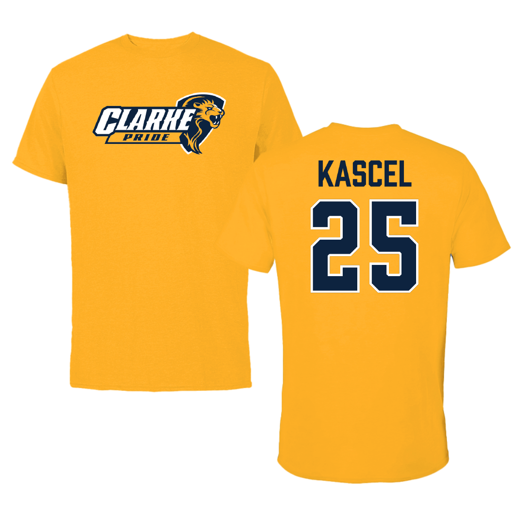 Clarke University Basketball (M) Gold Pride Tee - #25 Michael Kascel