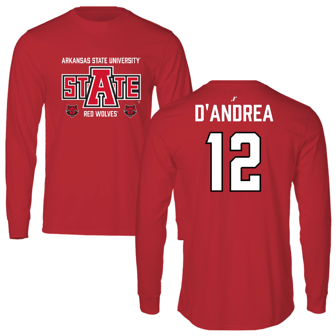 Arkansas State University Soccer (W) Red General Long Sleeve - #12 Hailey D'Andrea