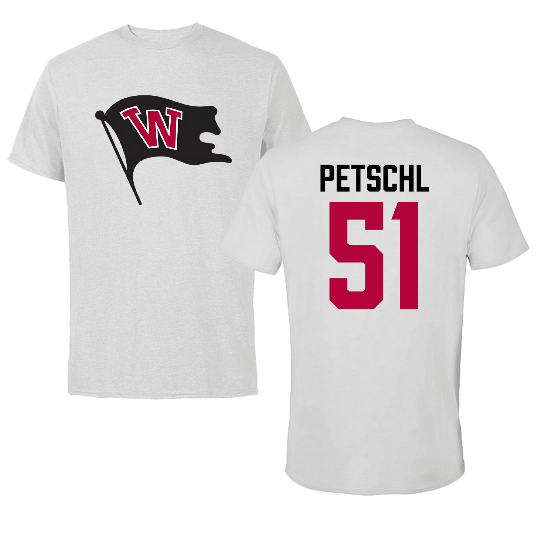 Whitworth University Football Light Gray Tee - #51 Reid Petschl