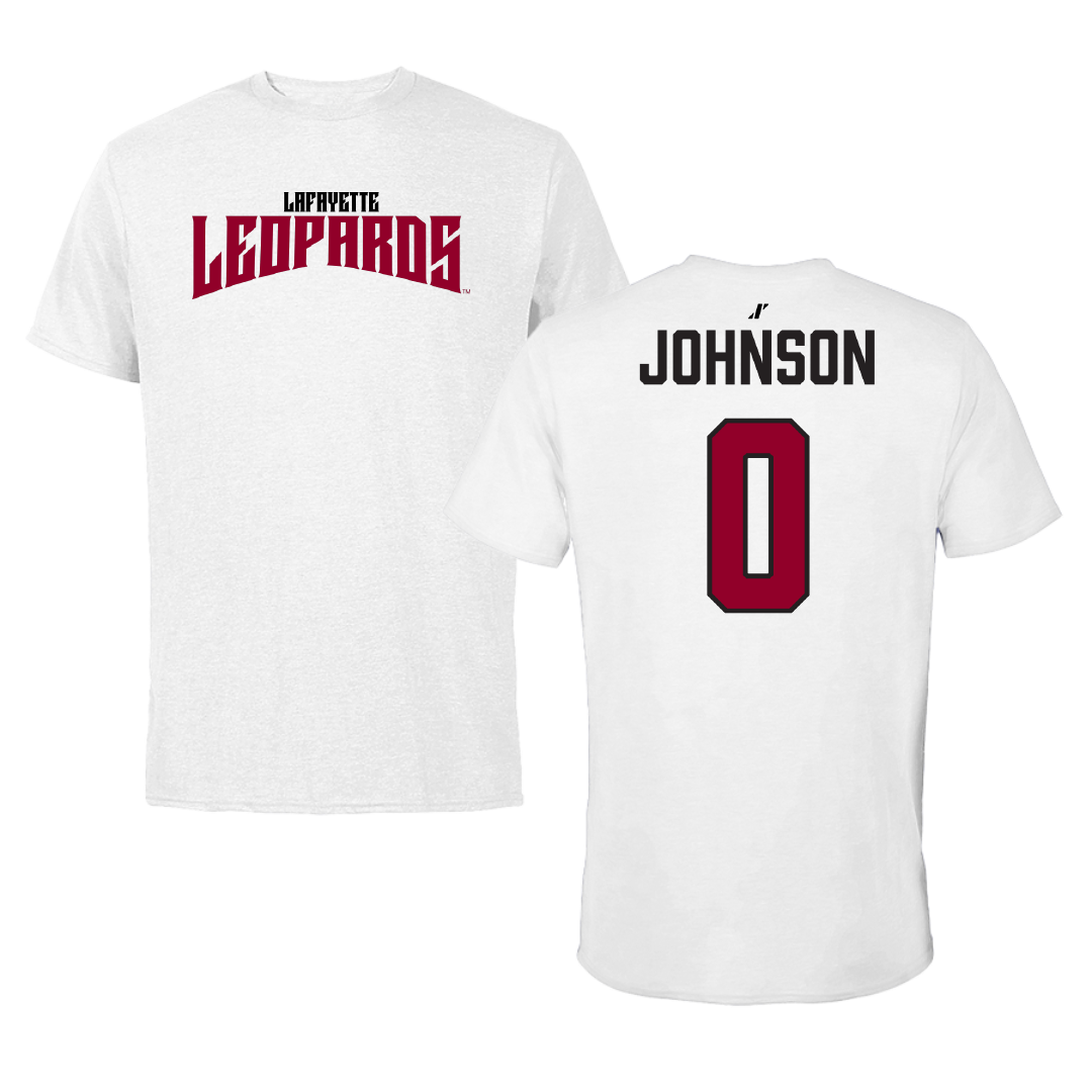 Lafayette College Football White Classic Tee - #0 Xavier Johnson
