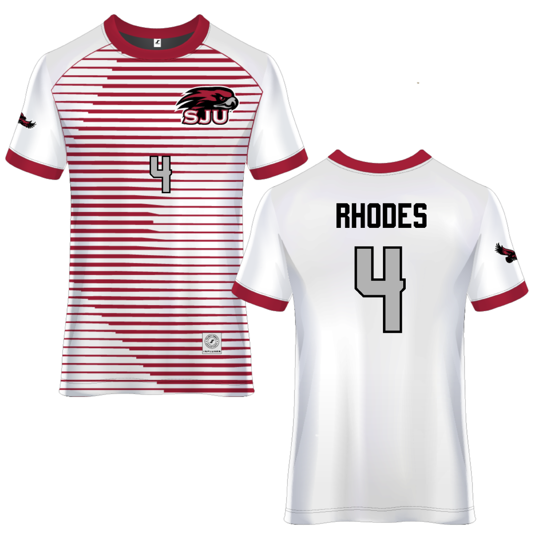 Saint Joseph's University White Soccer Jersey - #4 Ashley Rhodes