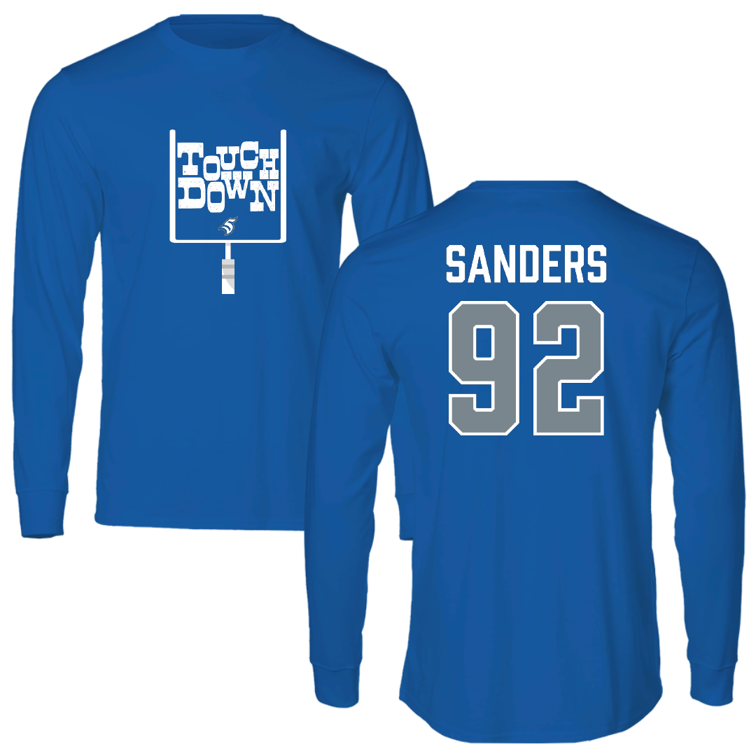 Thomas More University Football Blue Touchdown Performance Long Sleeve - #92 Malachi Sanders