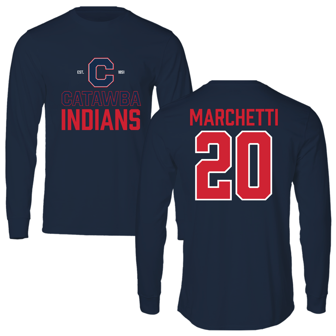 Catawba College Lacrosse Navy General Performance Long Sleeve - #20 Meredith Marchetti