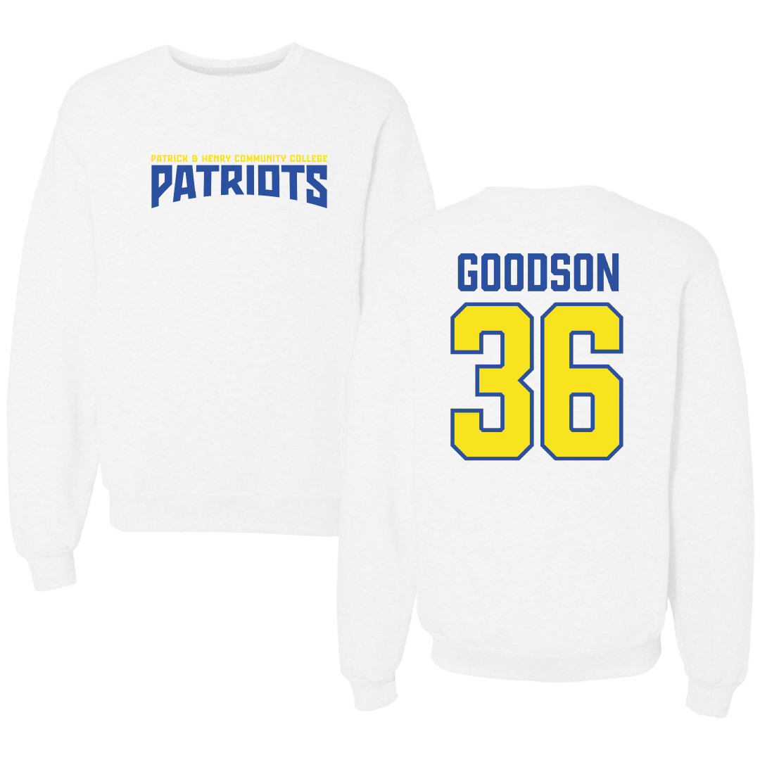 Patrick & Henry Community College Baseball White Classic Crewneck - #36 Ty Goodson