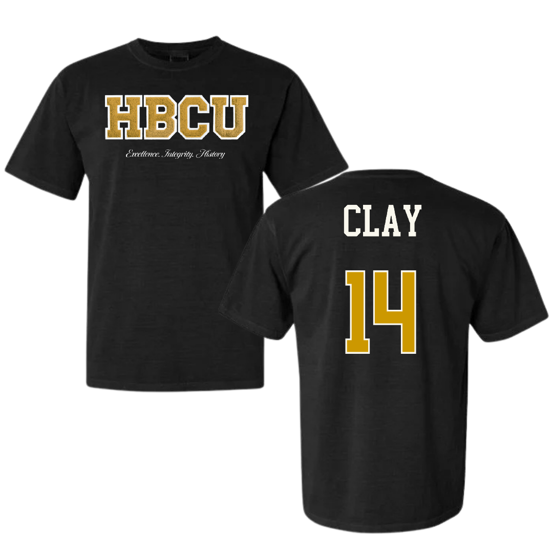 Alabama State University Volleyball (W) Black HBCU Varsity Comfort Colors Tee - #14 Kamrynn Clay