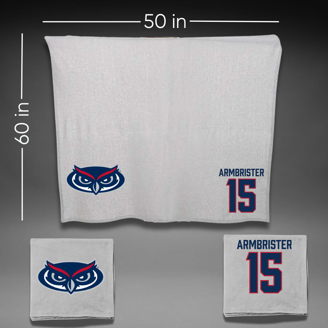 Florida Atlantic University Basketball Gray Blanket - #15 Kayana Armbrister