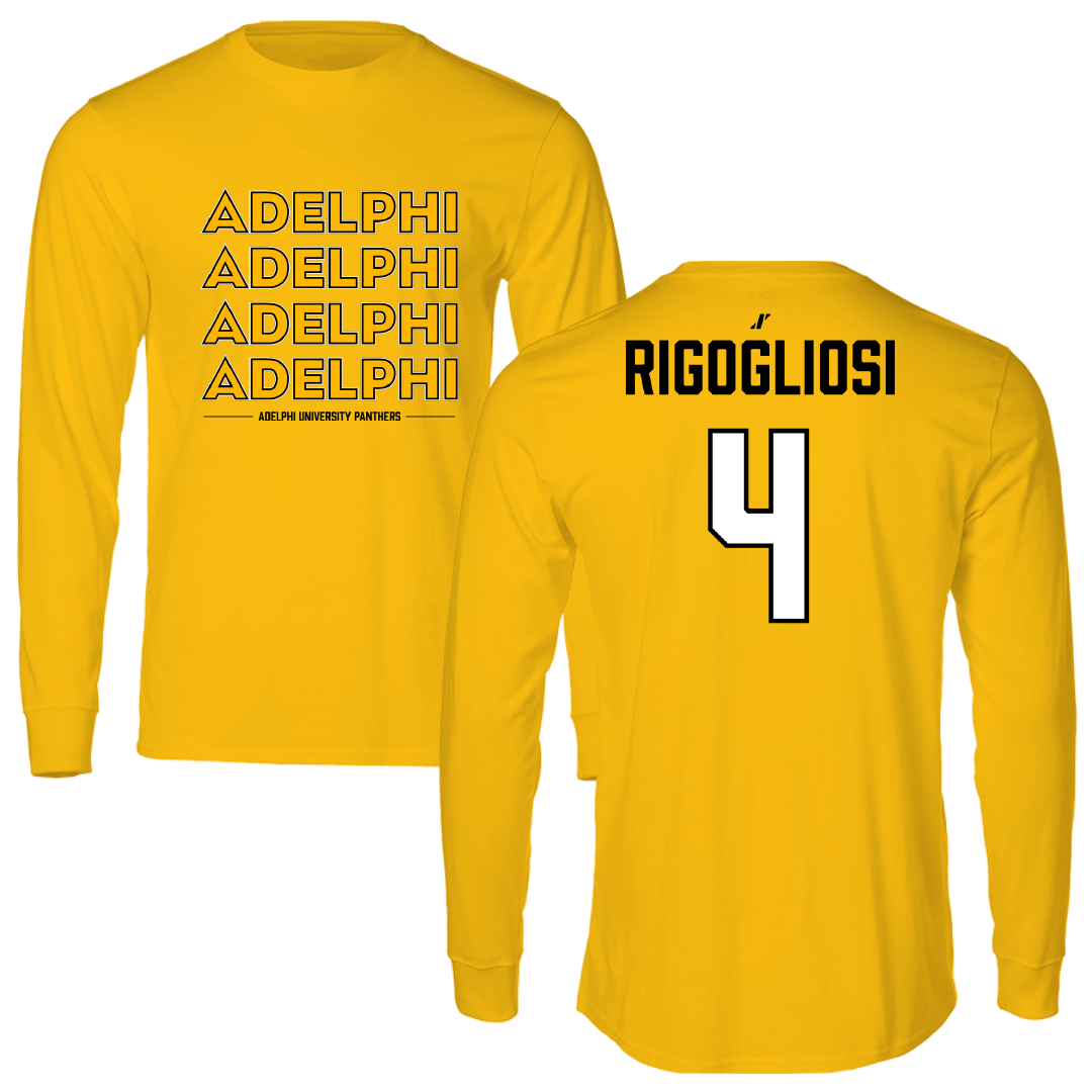 Adelphi University Baseball Gold General Long Sleeve - #4 Anthony Rigogliosi
