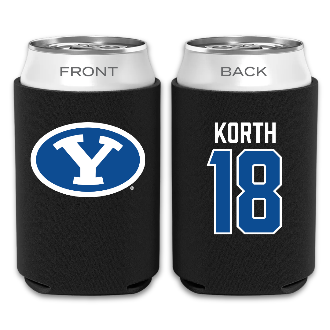 Brigham Young University Softball Black Can Cooler - #18 Kaysen Korth