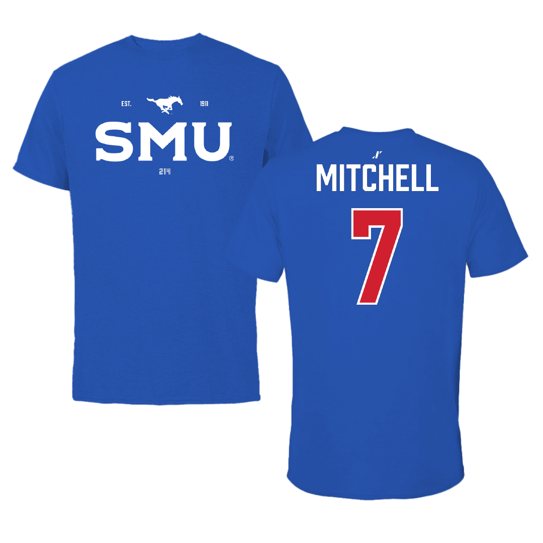 Southern Methodist University Soccer Blue General Tee - #7 Jaylinn Mitchell