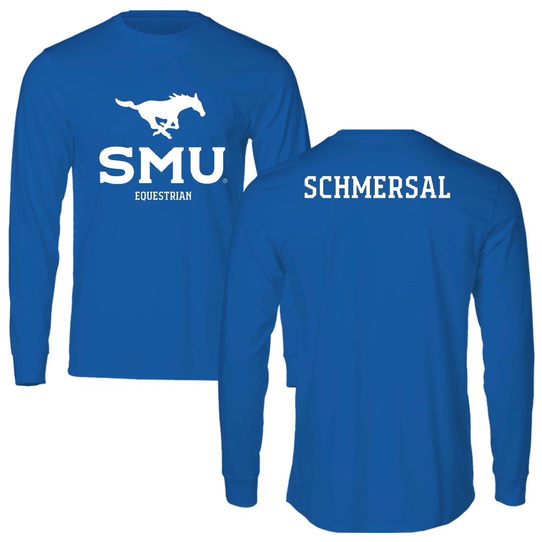 Southern Methodist University Equestrian Blue Mascot Performance Long Sleeve - Addi Schmersal