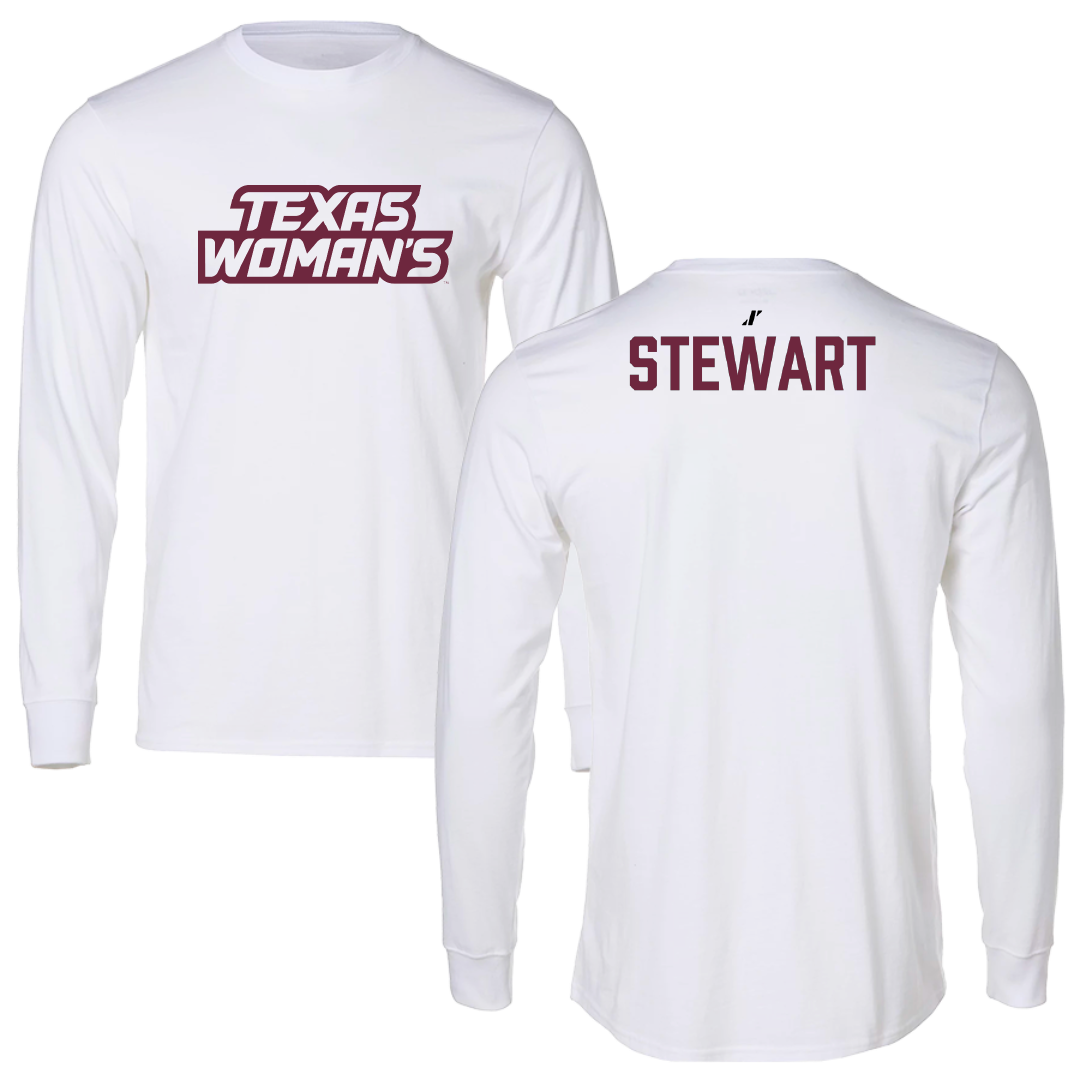 Texas Woman's University Wrestling (W) White Performance Long Sleeve - Sloan Stewart