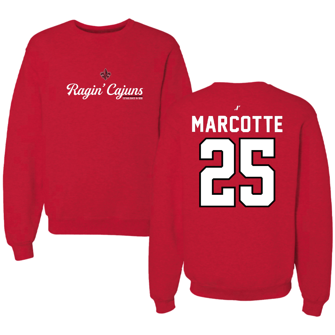 University of Louisiana at Lafayette Baseball Red General Crewneck - #25 Riley Marcotte