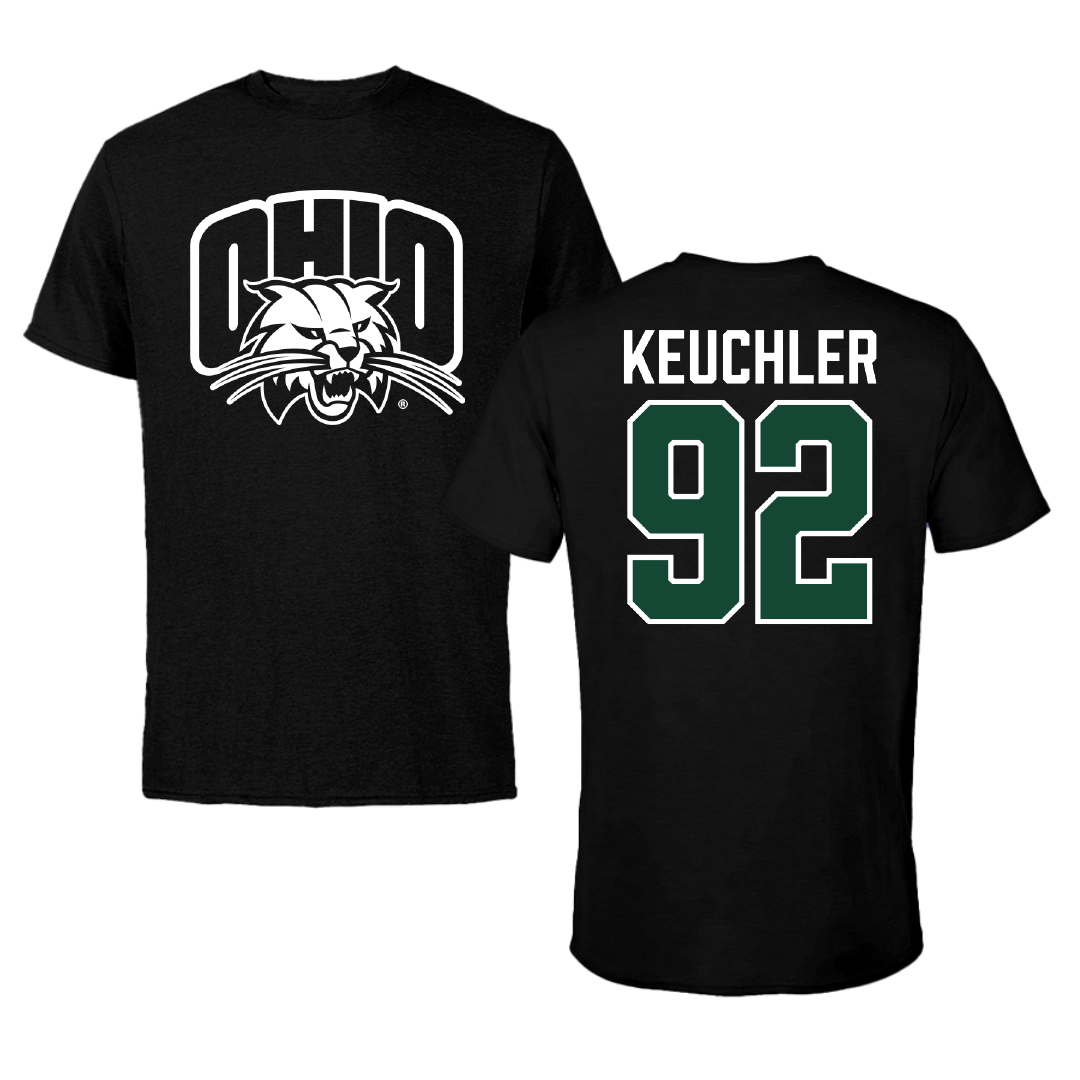 Ohio University Football Black Performance Tee - #92 Robert Keuchler