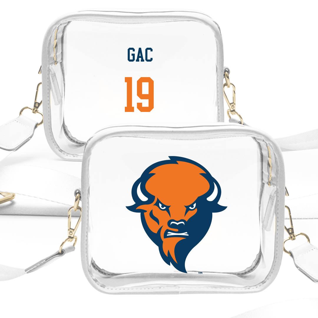 Bucknell University Soccer (M) White Clear Stadium Bag - #19 Brennan Gac
