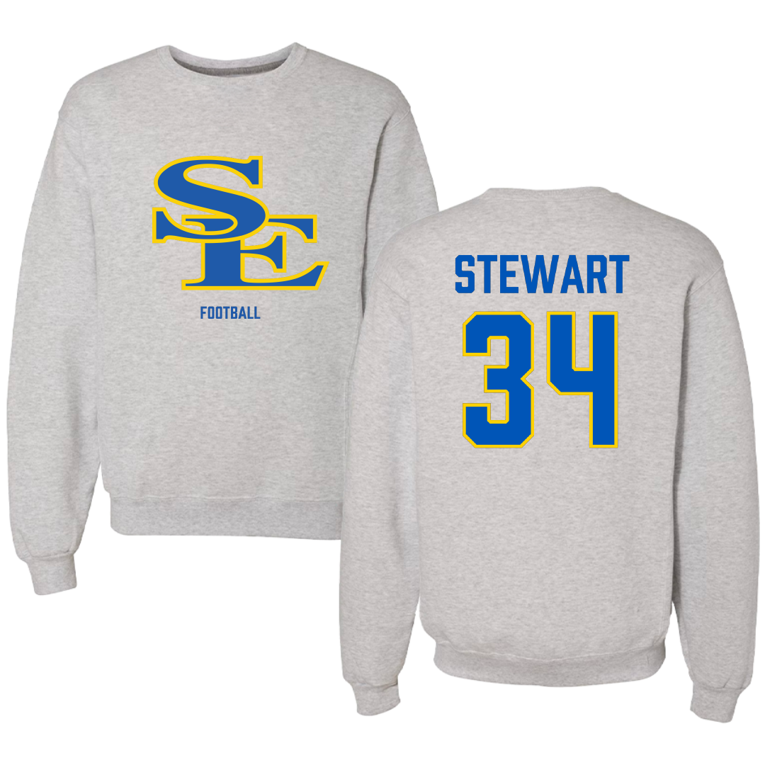 Southeastern Oklahoma State University Football Gray Crewneck - #34 Grayson Stewart
