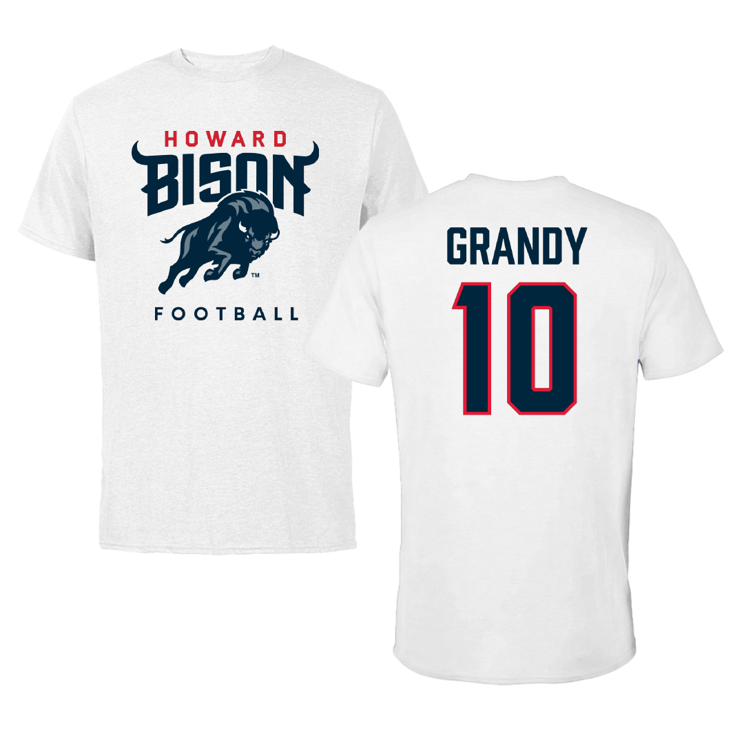 Howard University Football White Tee - #10 Michael Grandy