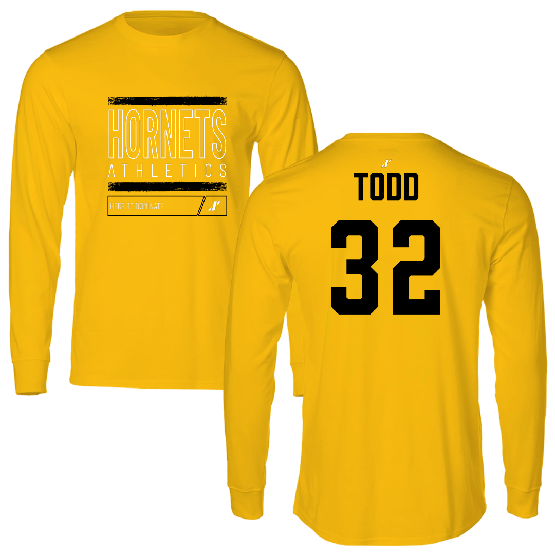 Alabama State University Football Gold Dominate Performance Long Sleeve - #32 Azariel Todd