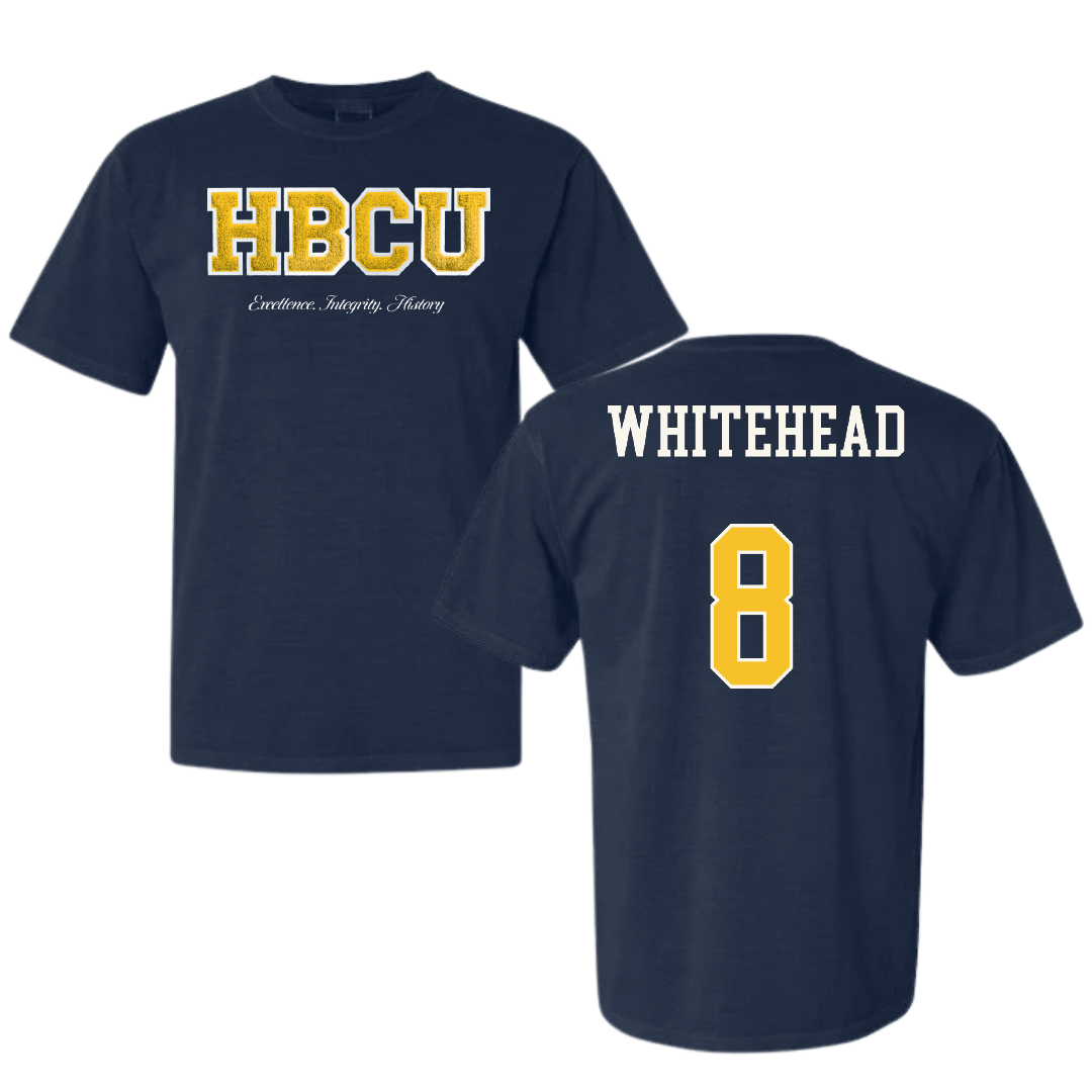 Coppin State University Baseball Navy HBCU Varsity Comfort Colors Tee - #8 Jamar Whitehead