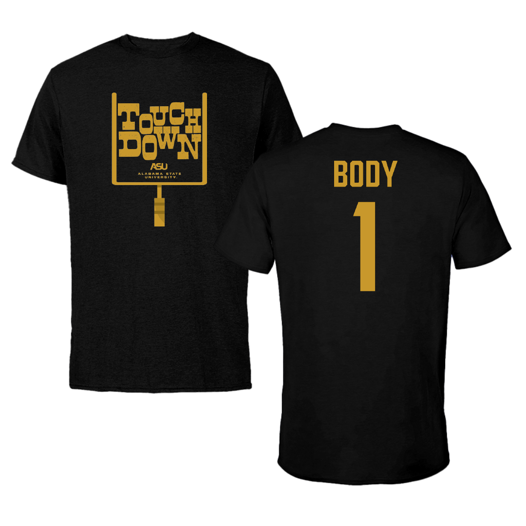 Alabama State University Football Black Touchdown Tee - #1 Andrew Body