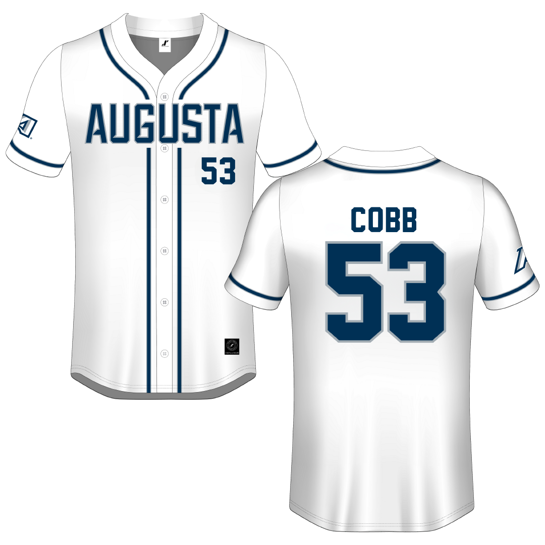 Augusta University White Button-Down Jersey - #53 Ty Cobb