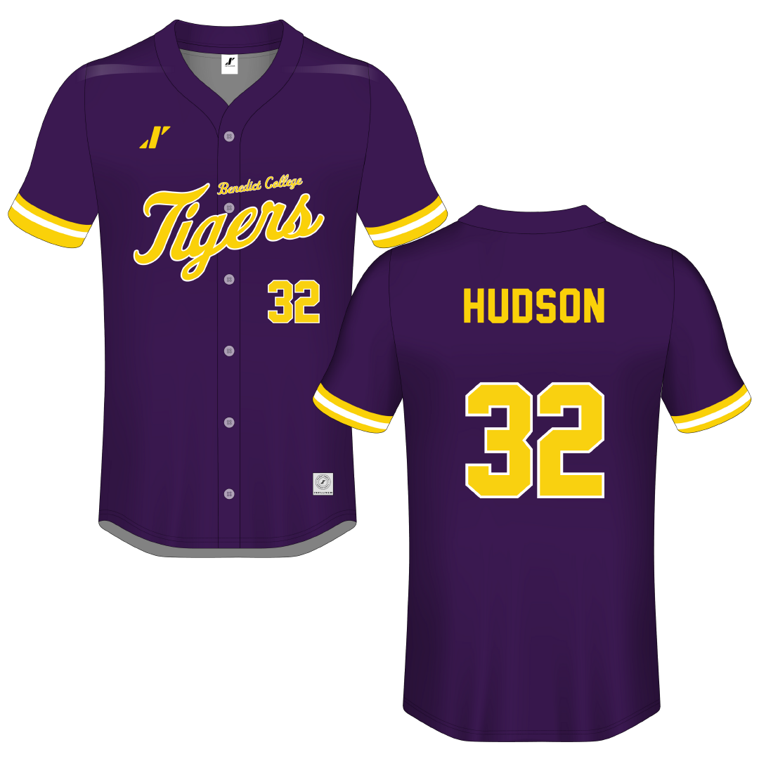Benedict College Purple Button-Down Jersey - #32 Jalen Hudson