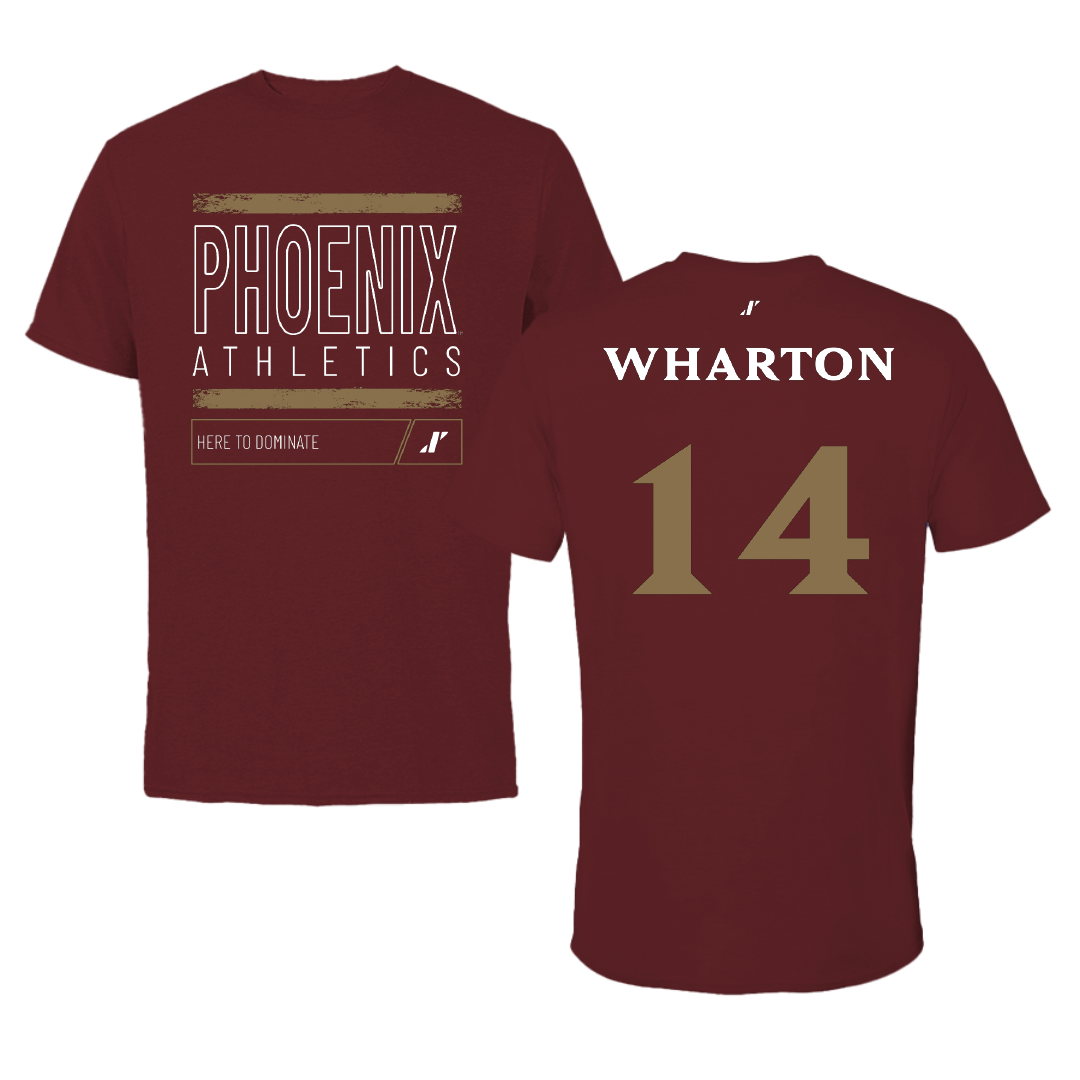 Elon University Soccer (M) Maroon Dominate Tee - #14 Alex Wharton