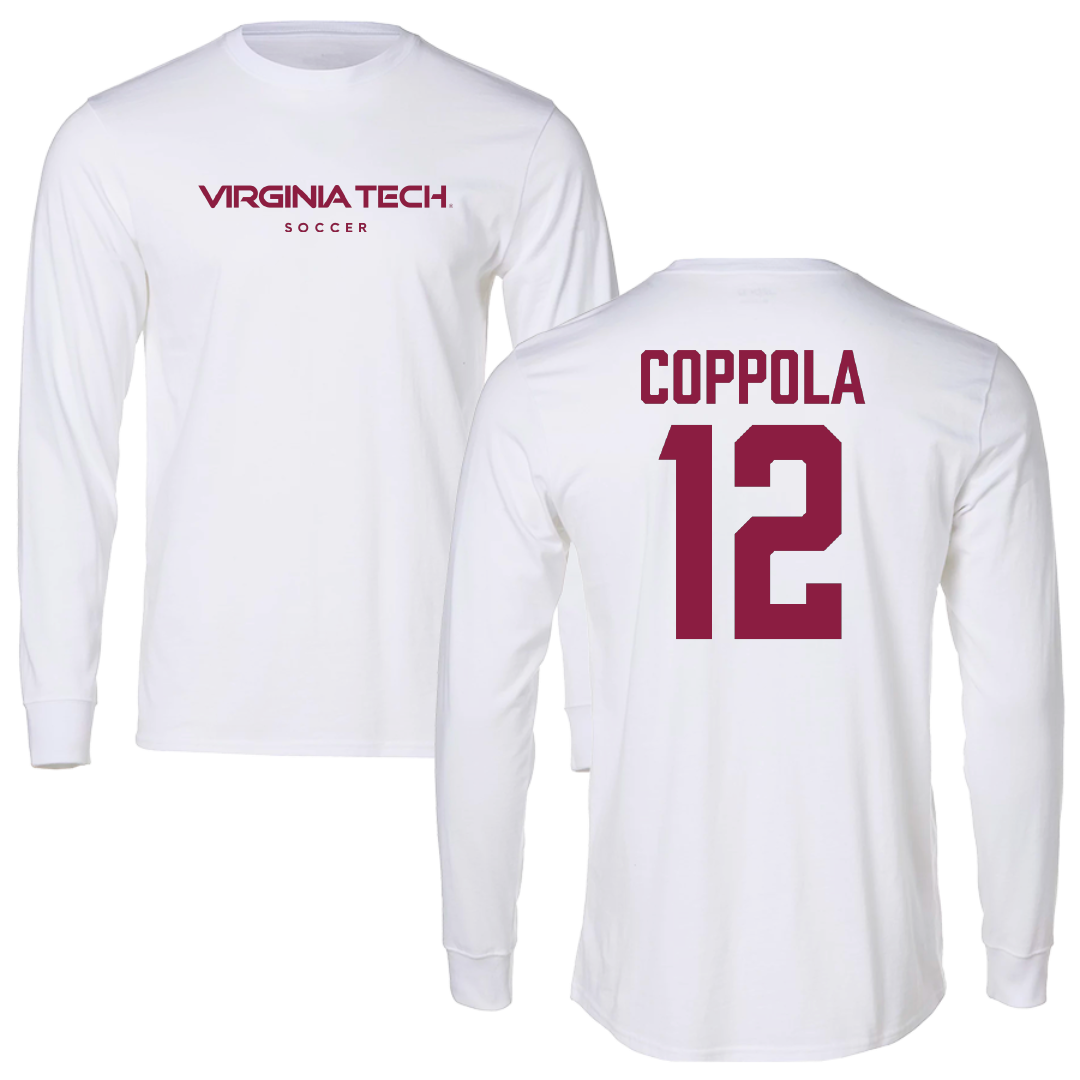 Virginia Tech Soccer White Long Sleeve - #12 CJ Coppola