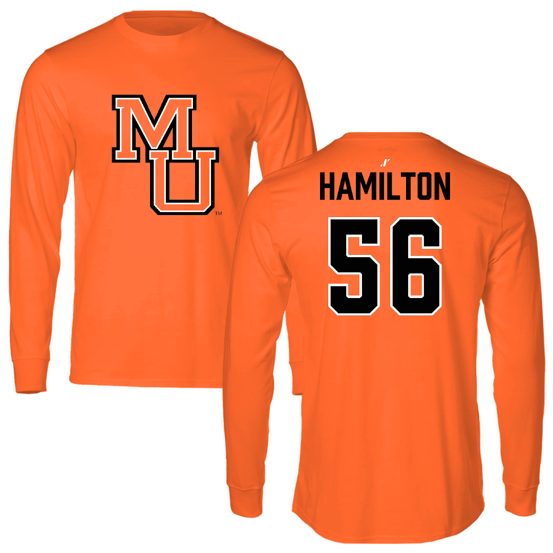 Mercer University Football Orange Performance Long Sleeve - #56 Jaiden Hamilton