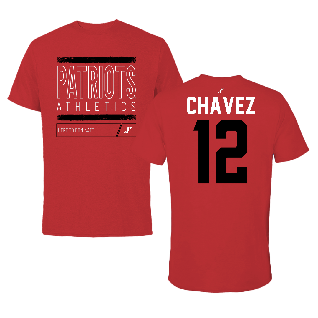 Dallas Baptist University Lacrosse Red Dominate Performance Tee - #12 Luis Chavez