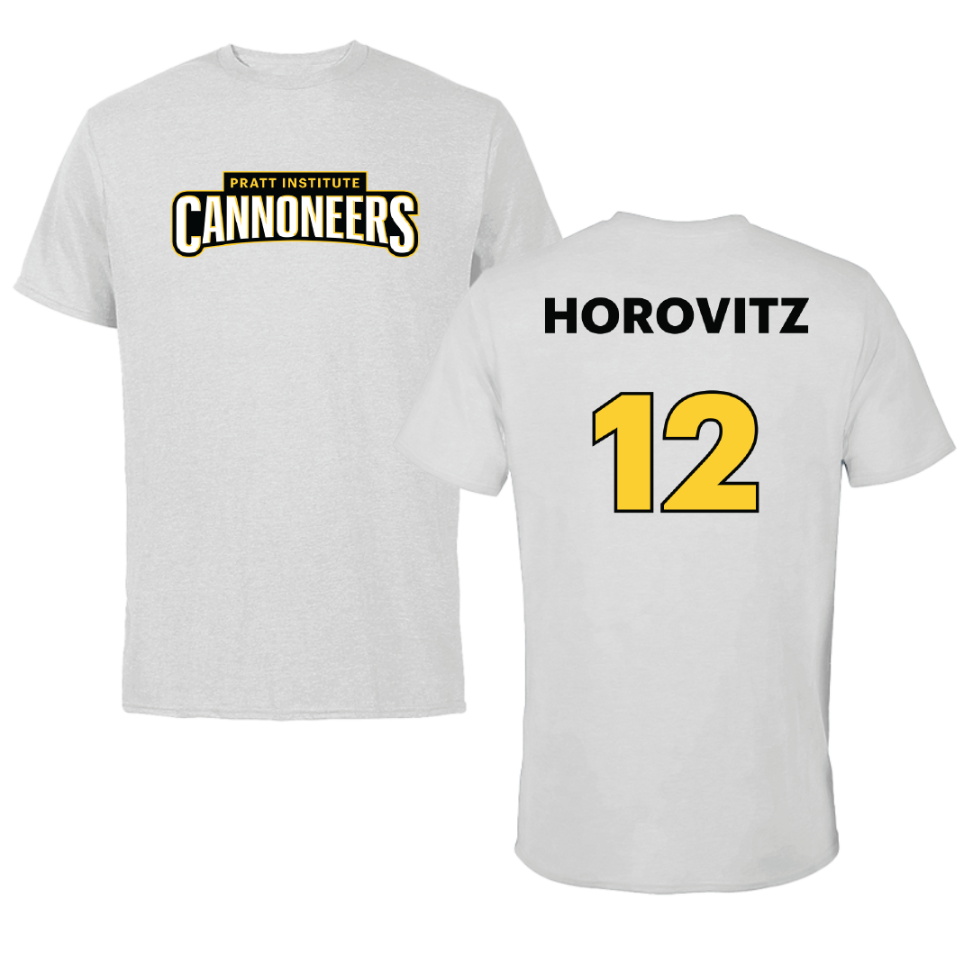 Pratt Institute Basketball (M) Light Gray Tee - #12 Nathaniel Horovitz