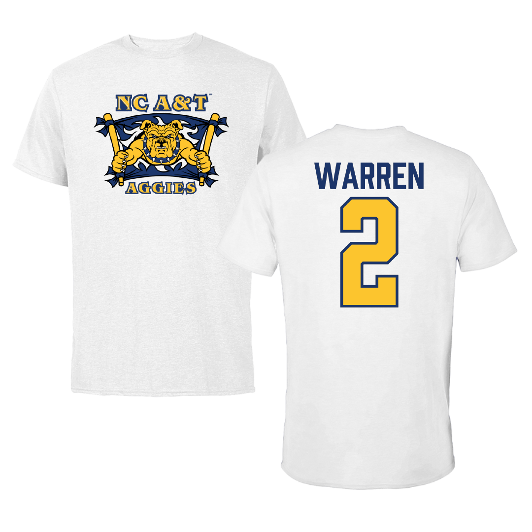 North Carolina A&T State University Football White Performance Tee - #2 Jamison Warren