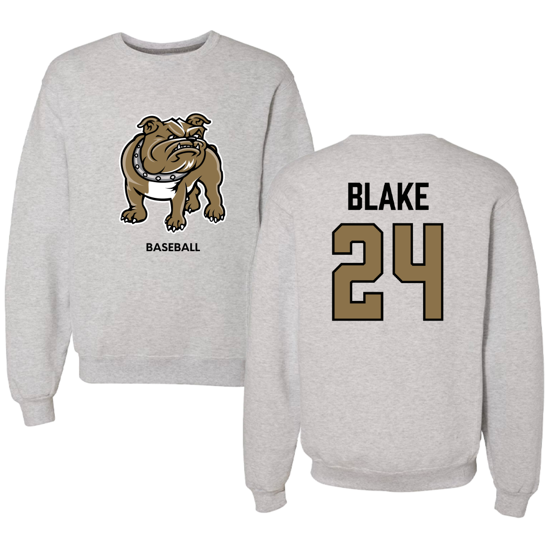 Bryant University Baseball Light Gray Crewneck - #24 Evan Blake