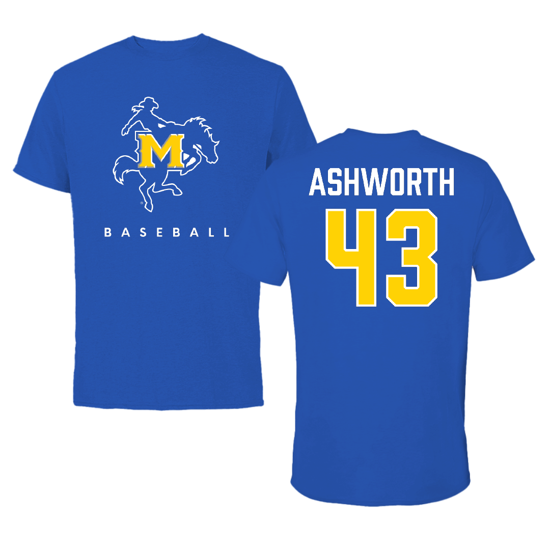 McNeese State University Baseball Blue Tee - #43 Reese Ashworth
