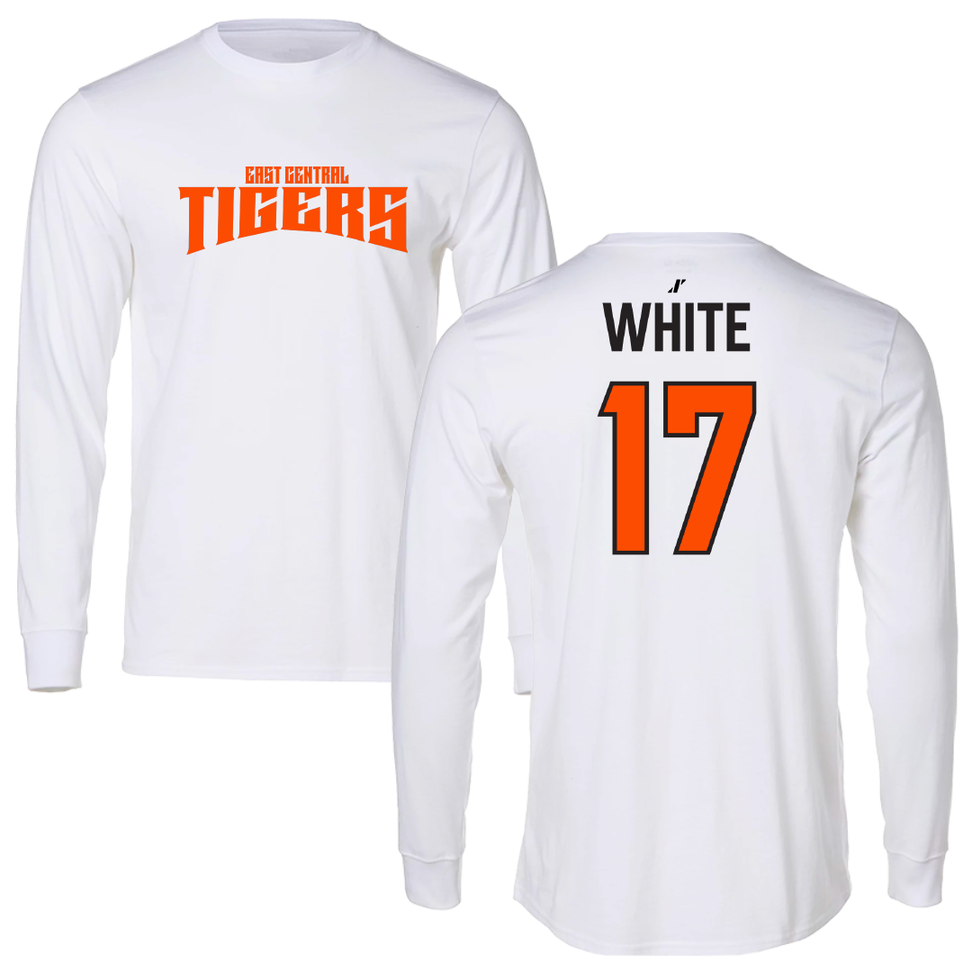 East Central University Volleyball White Classic Performance Long Sleeve - #17 Kensington White