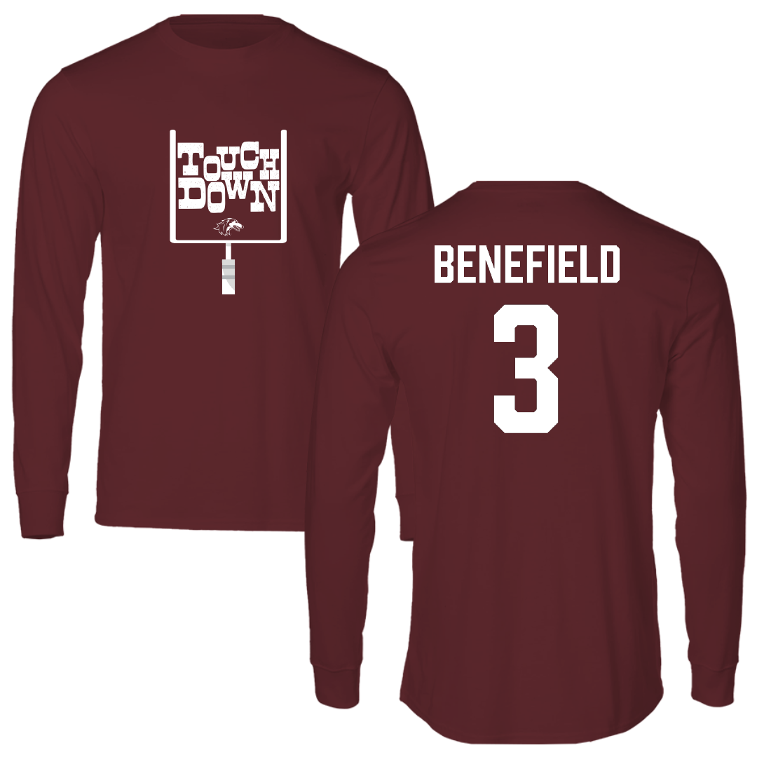 Southern Illinois University at Carbondale Football Maroon Touchdown Long Sleeve - #3 Jaelin Benefield